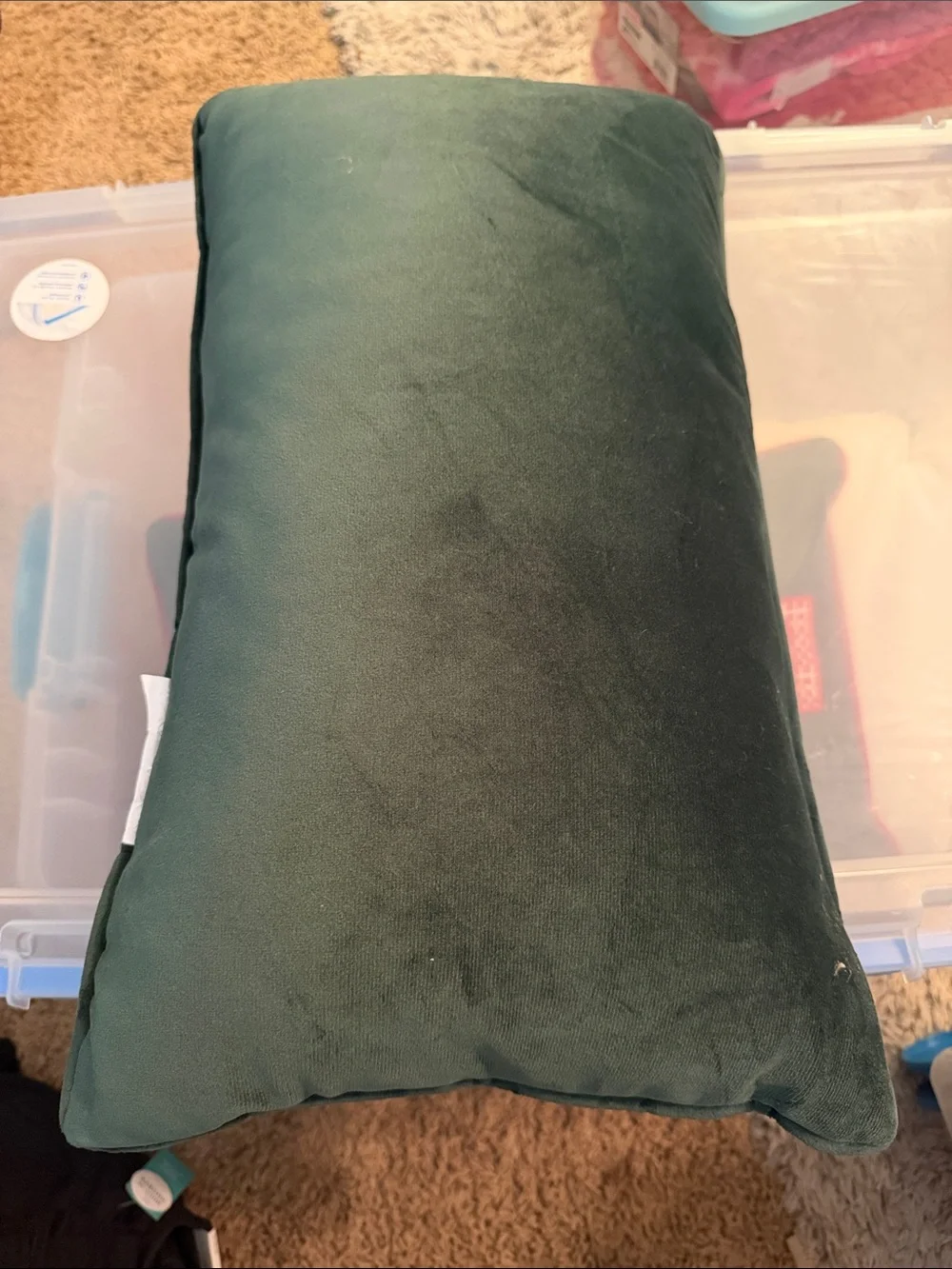Source Unknown Dark Green Holiday Pillow with Red and White Rope 'hohoho'